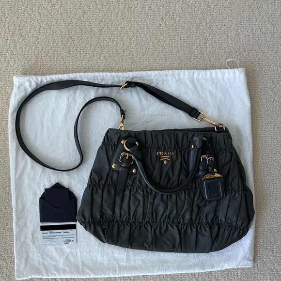 Prada - Grey Tessuto Gaufre Nylon - Crossbody Bag - Picture 15 of 16